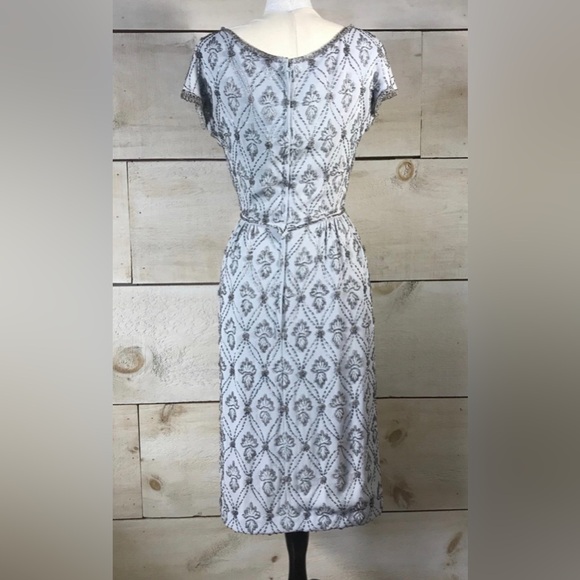 Vintage Malcolm Starr Silk Beaded Wiggle Dress - Picture 4 of 5